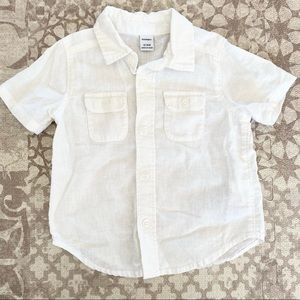 Old navy toddler/baby boys 12-18 mo white button up shirt NWOT